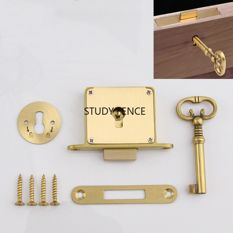 1PC Antique Metal Drawer Lock  - đánh giá và giá Furniture Hardware Brass