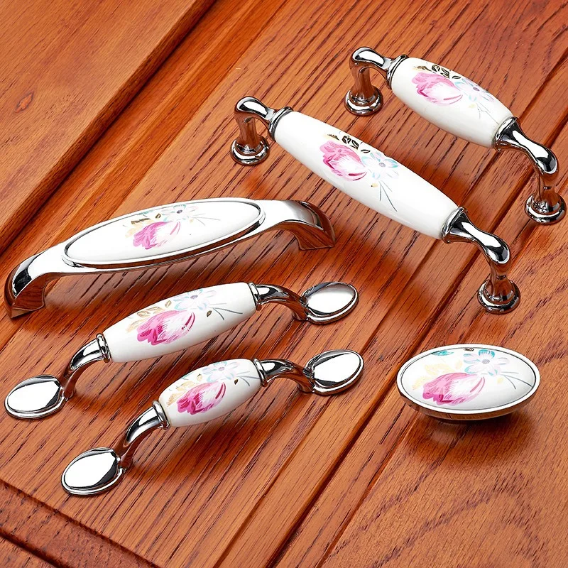 Tulip Ceramic Door Handle Silv - đánh giá và giá Vintage Furniture Hardware Pulls